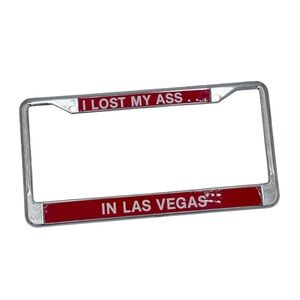 I Lost My Ass in Las Vegas Vintage 80s Novelty Metal License Plate Frame RARE